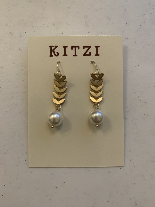 Kitzi Herring Bone with Pearl Drop Earrings