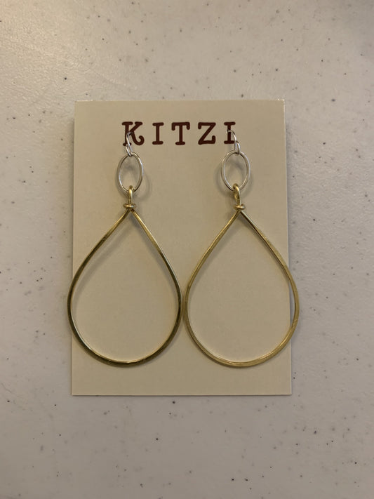 Kitzi Gold Teardrop with Silver Hoop Earrings
