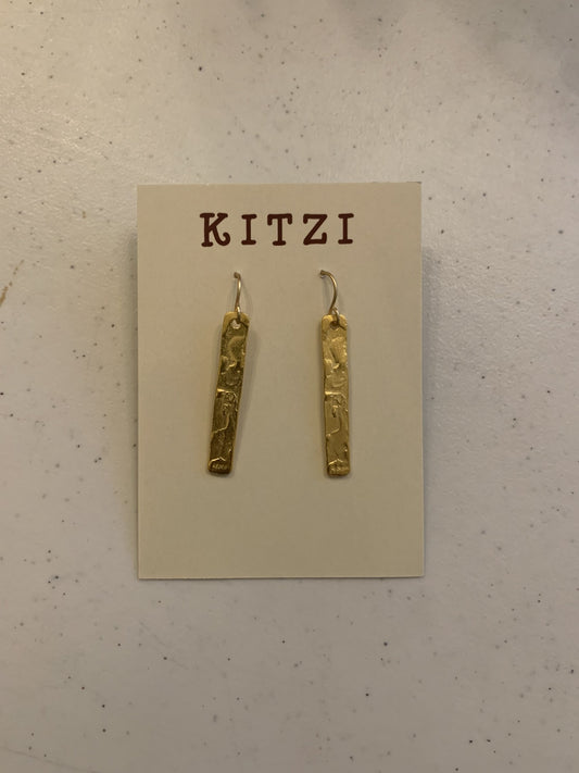 Kitzi Special Edition Gold Textured Bar Earrings