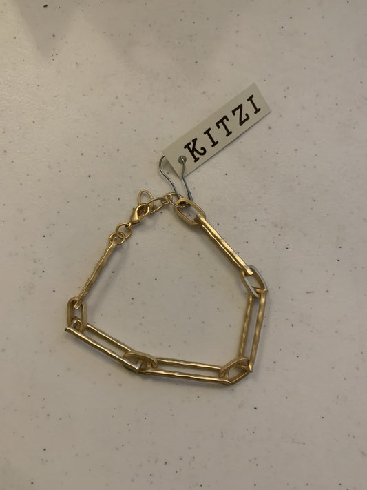 Kitzi Gold Textured Rectangle Link Bracelet