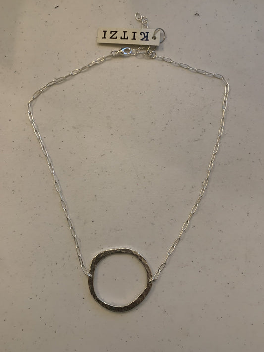 Kitzi Silver Open Circle on Paperclip Chain Necklace