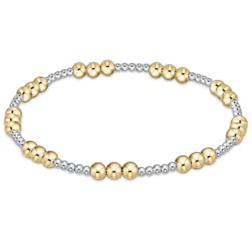 eNewton Classic Joy Pattern Bead Bracelet | 4mm Mixed Metal