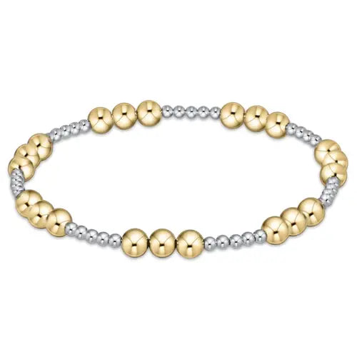 eNewton Classic Joy Pattern Bead Bracelet  | 5mm Mixed Metal