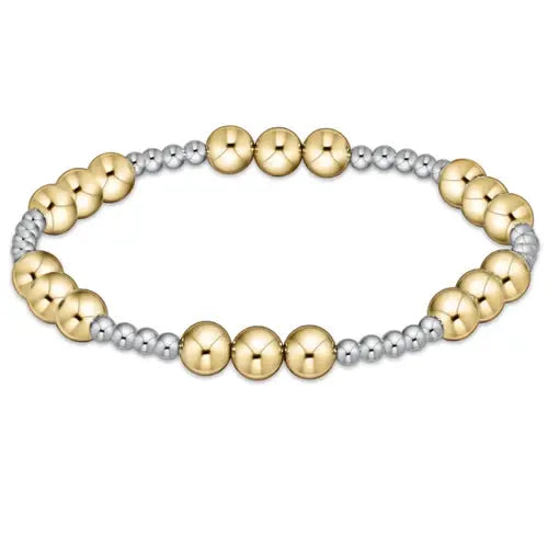 Classic Joy Pattern Bead Bracelet | 6mm Mixed Metal
