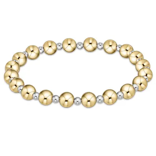 eNewton Classic Grateful Pattern Bead Bracelet | 6mm Mixed Metal