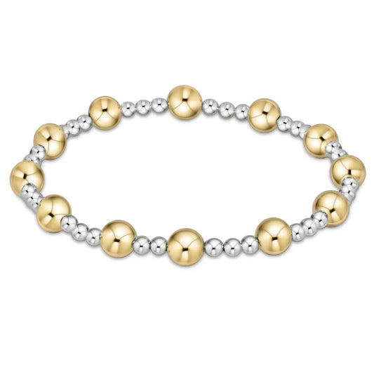 eNewton Extends Classic Sincerity Pattern Bead Bracelet | 6mm Mixed Metal