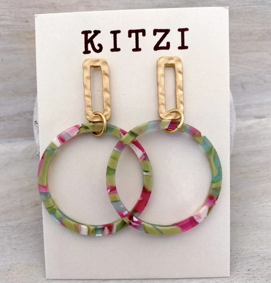 Kitzi Acrylic Pastel Confetti Open Circle Post Earrings