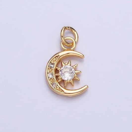Crystal Sun + Crescent Moon Charm Pendant