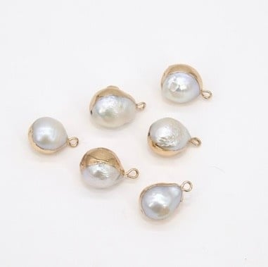 Gold Wrap Pearl Charm Pendant