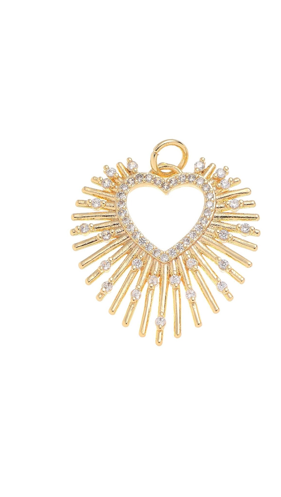 Starburst Halo Heart with Crystals Charm Pendant