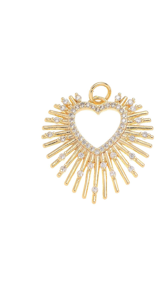 Starburst Halo Heart with Crystals Charm Pendant