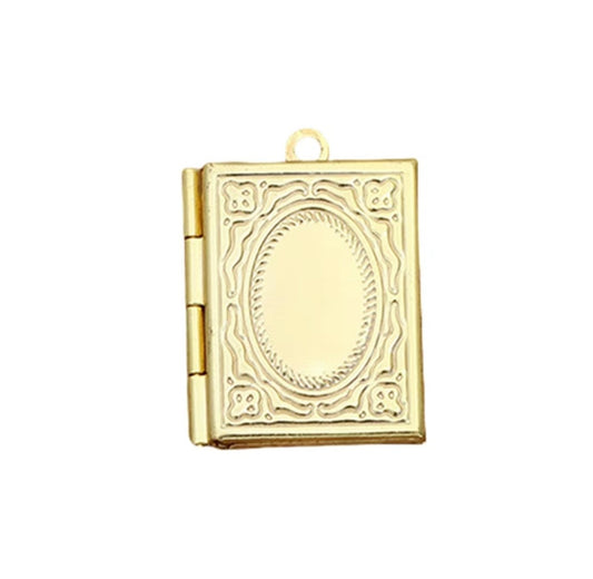 Golden Book Locket Charm Pendant