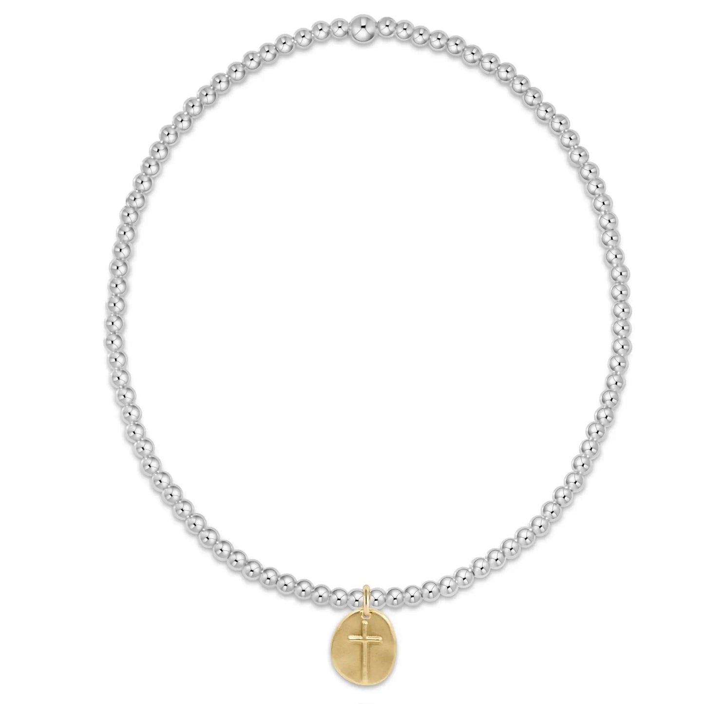 eNewton Extends Classic Bead Bracelet Inspire Small Gold Charm | 2mm Mixed Metal