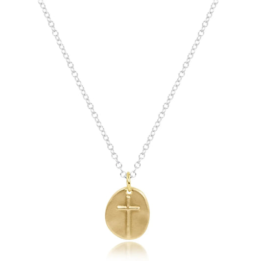 eNewton Inspire Small Gold Charm Necklace | 16in Mixed Metal