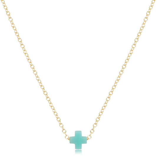 eNewton Signature Small Cross Gold Necklace | 16in Mint