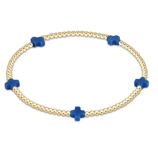 eNewton Signature Small Cross 2mm Bead Bracelet | Cobalt