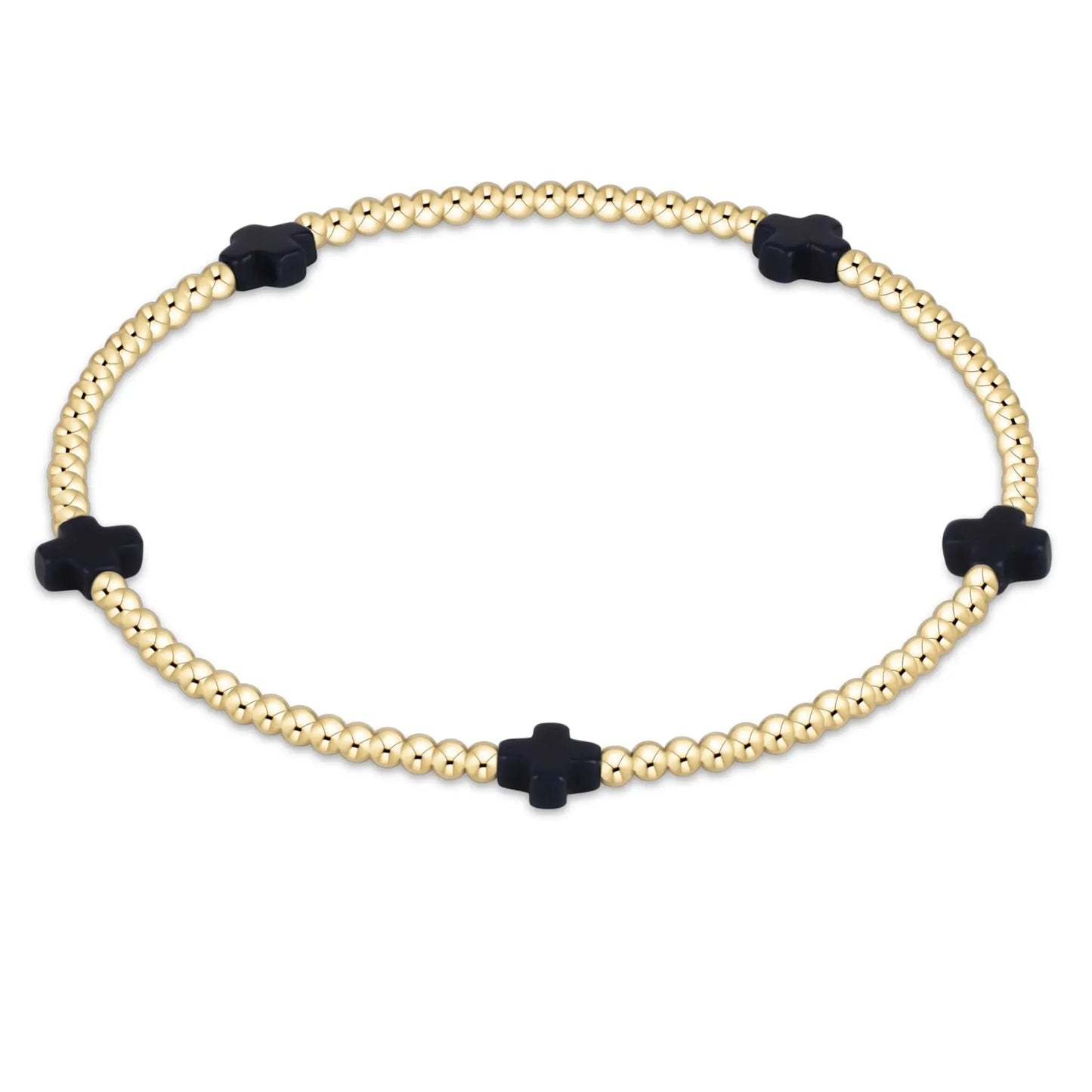 eNewton Signature Small Cross 2mm Bead Bracelet | Navy