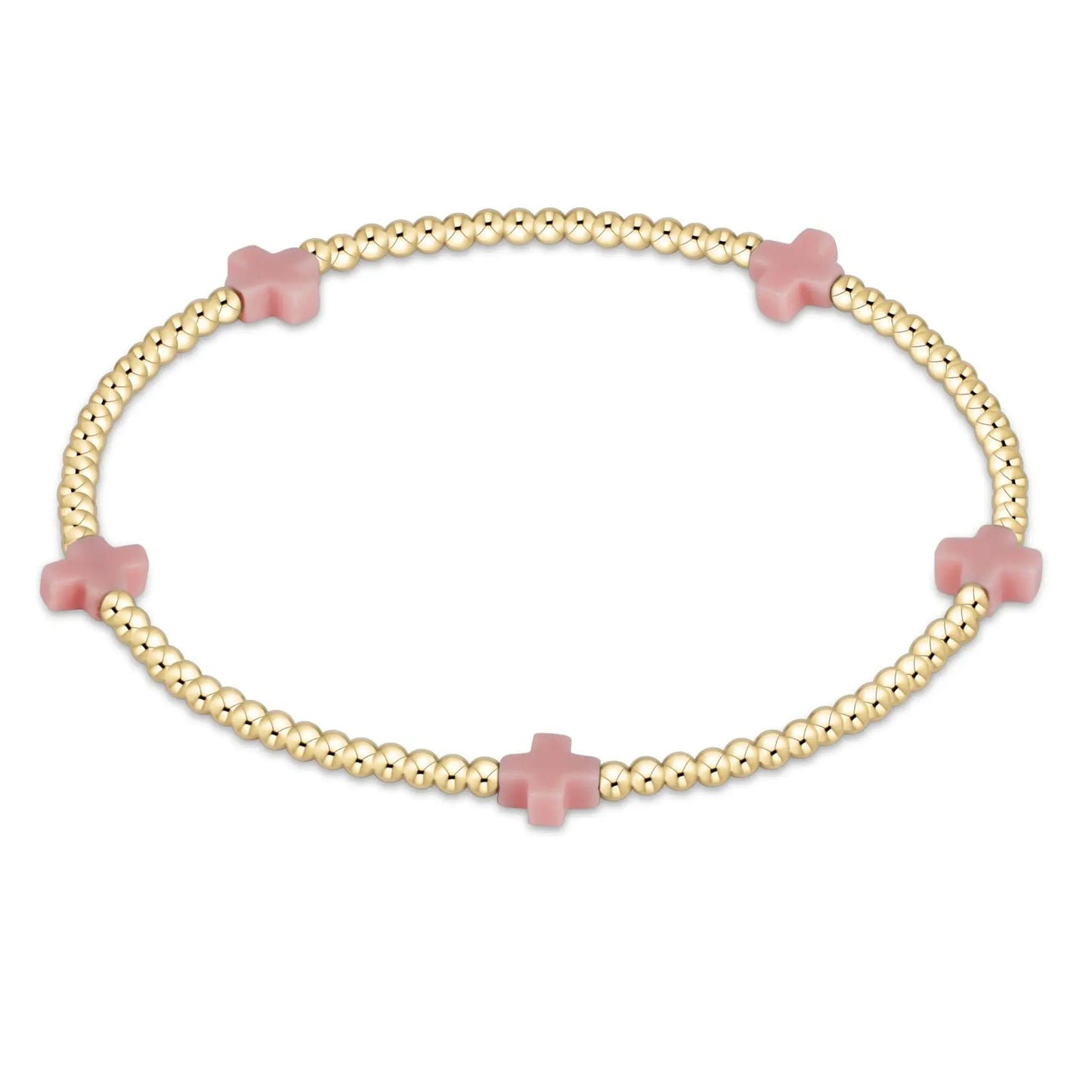 eNewton Signature Small Cross 2mm Bead Bracelet | Pink
