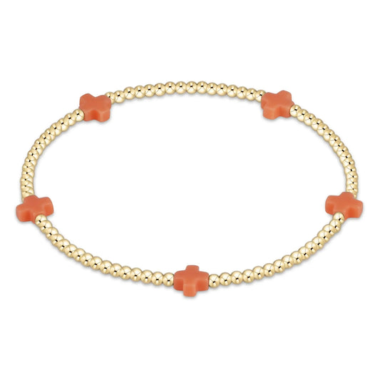 eNewton Signature Small Cross 2mm Bead Bracelet | Coral