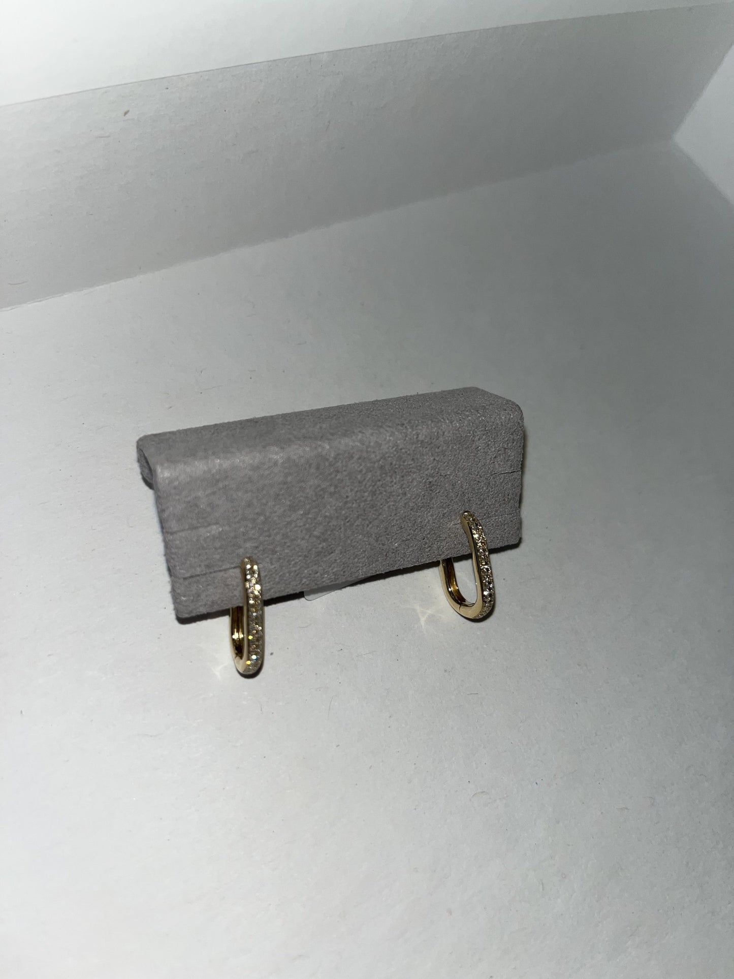 Diamond Oblong Oval Hoop Earrings