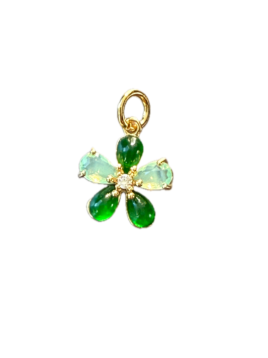Emerald Green Flower Charm Pendant