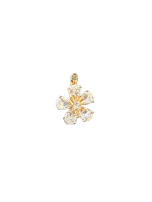 Clear Crystal Flower Charm Pendant