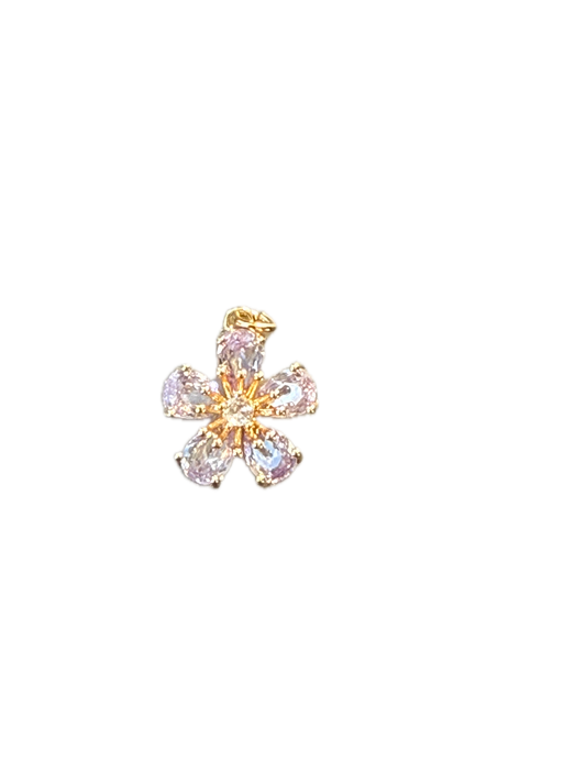 Lavender Purple Crystal Flower Charm Pendant
