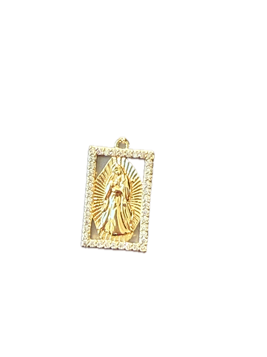 Crystal Rectangle Saint Charm Pendant
