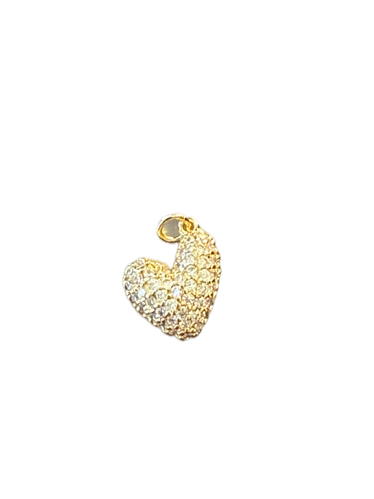 Pave Crystal Abstract Puff Heart Charm Pendant