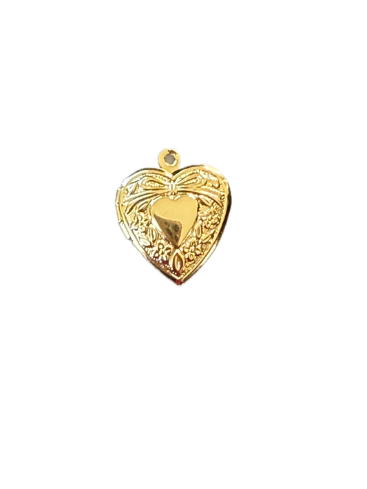 Embossed Heart Locket Charm Pendant