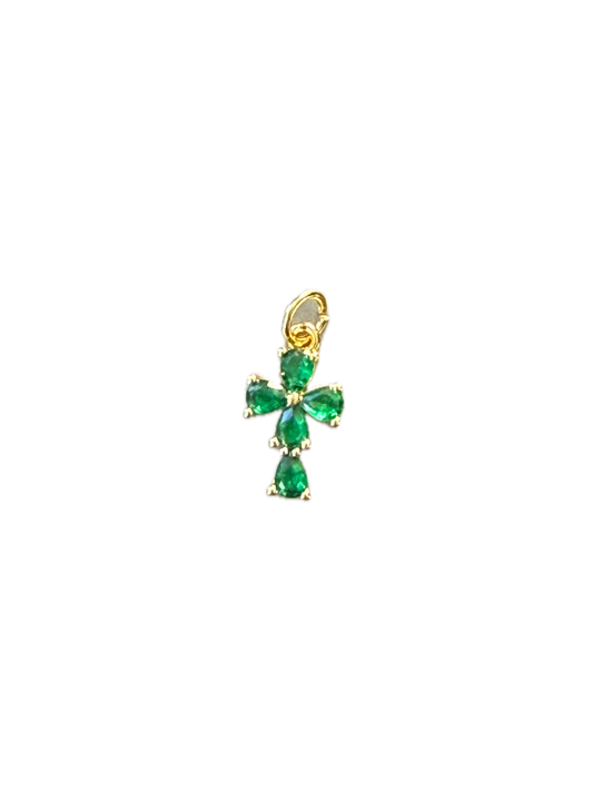Emerald Green Cross Charm Pendant