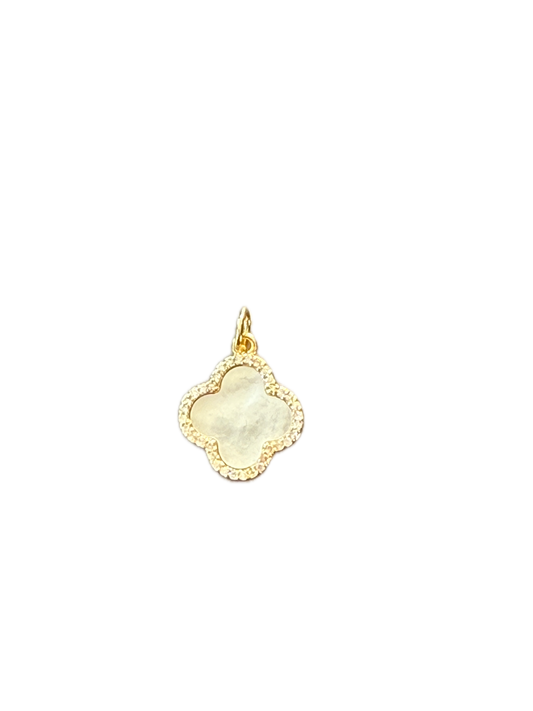 Mother of Pearl + Crystal Clover Charm Pendant | Large
