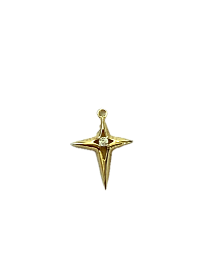 Crystal Center Pointed Cross Charm Pendant