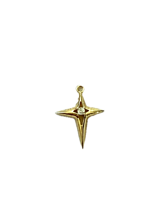 Crystal Center Pointed Cross Charm Pendant