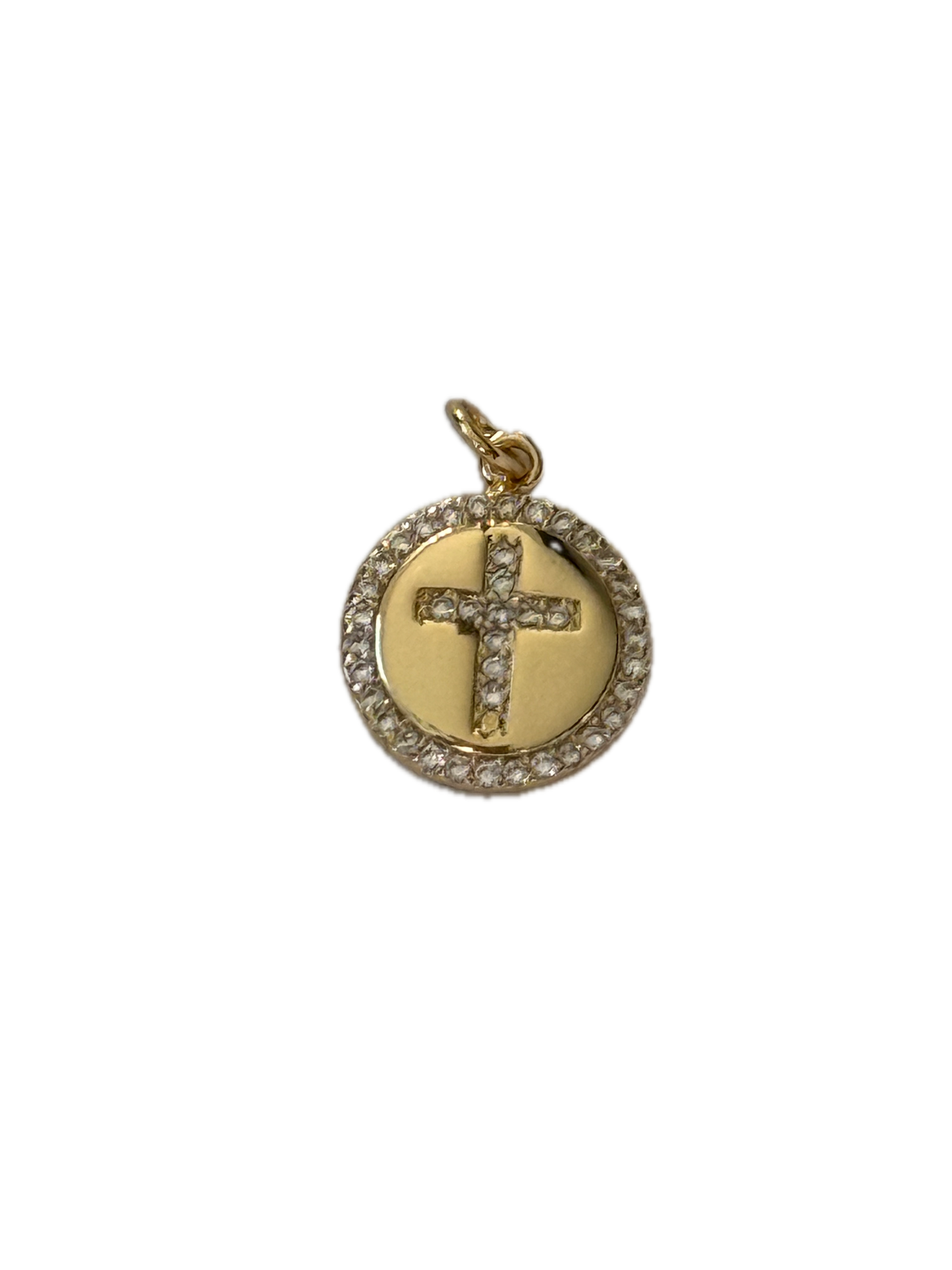 Crystal Cross Disc Charm Pendant