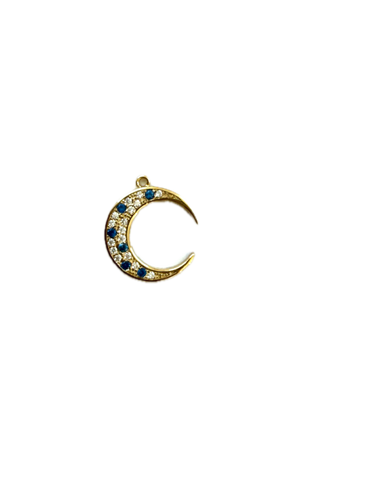 Sapphire Crystal Crescent Moon Charm Pendant