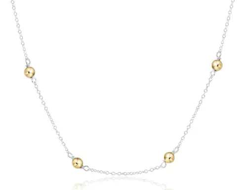 eNewton Simplicity 4mm Chain Choker Necklace | 15in Mixed Metal