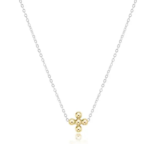Classic Signature Mixed Metal 3mm Beaded Cross Necklace | 16in
