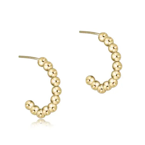 eNewton Beaded 3mm Classic Post Hoop Earrings | 1.25in