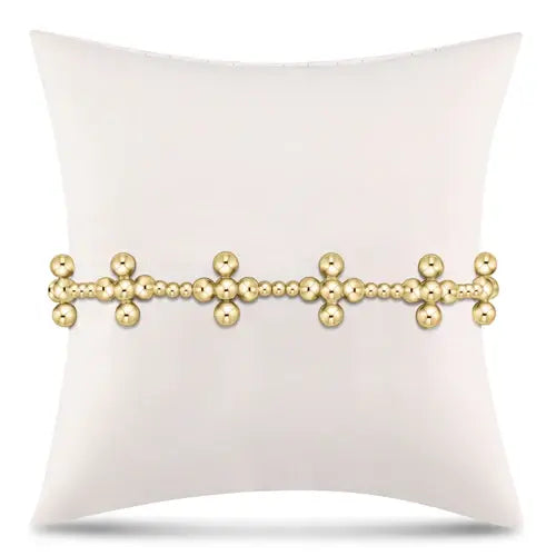 eNewton Signature Cross Sincerity Bead Bracelet | 4mm Gold