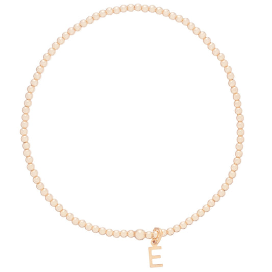 2mm Gold Bead Bracelet Charm "T"