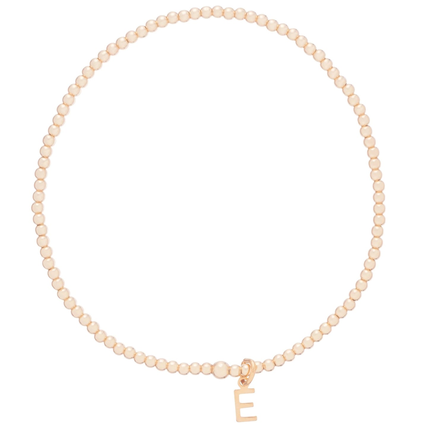 2mm Gold Bead Bracelet Charm "M"