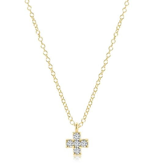 eNewton Diamond Signature Cross Necklace | 14k YG