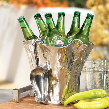 Tree Trunk Ice Bucket + Scoop | Aluminum