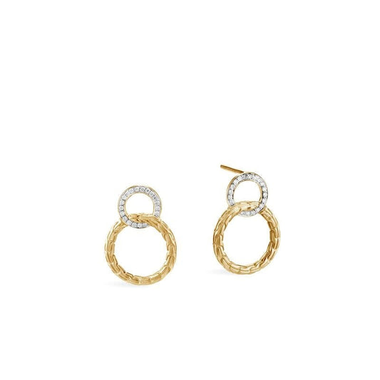 Classic Chain Interlinking Stud Earrings With Diamonds