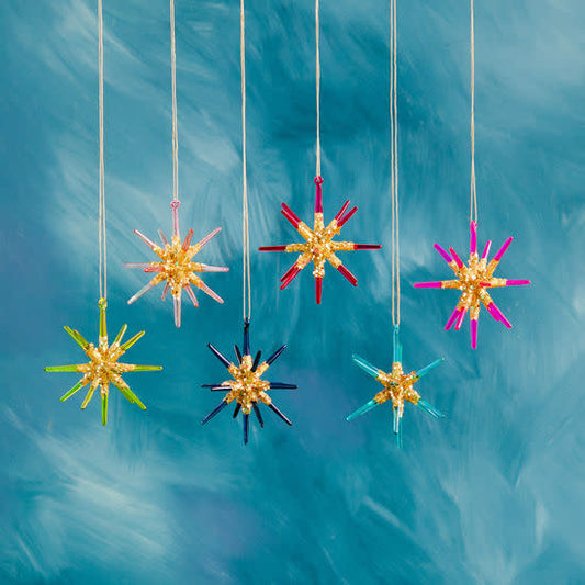 Large Sparkle Ornament Assorted Glass 5"