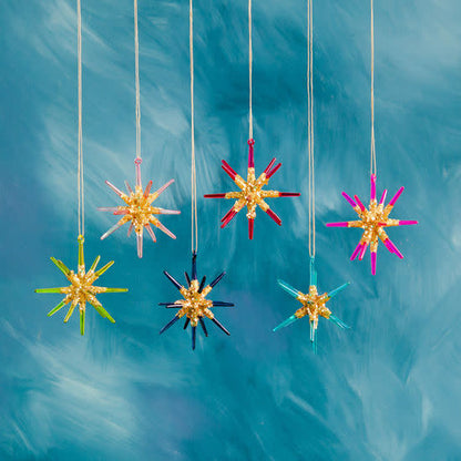 Large Sparkle Ornament Assorted Glass 5"