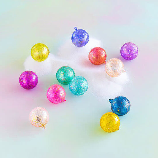 Rainbow Sparkle Ball Ornament Assorted Glass 4''