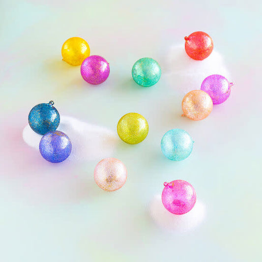 Rainbow Stubble Ball Ornament Glass 5"