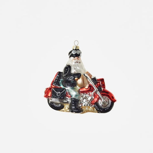 Motorcycle Santa Ornament 5.5"